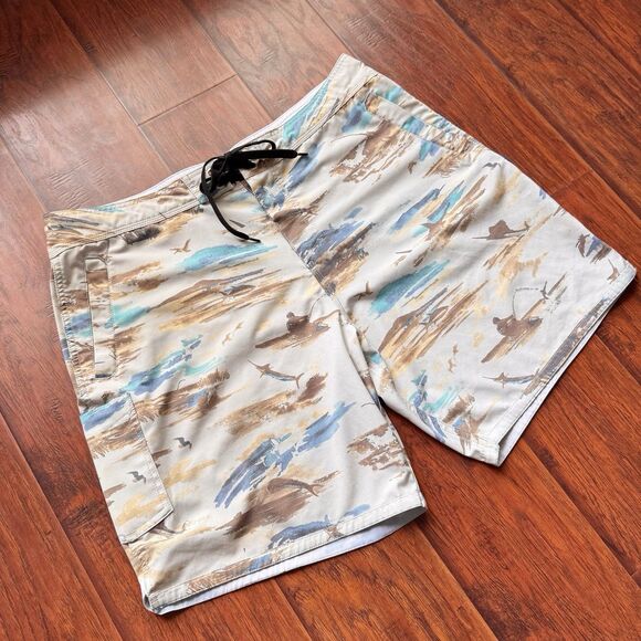 AFTCO Mens Sandbar Board Shorts Fishing Boating Outdoors UFP 50 Stretchy Sz 38 - Picture 2 of 15